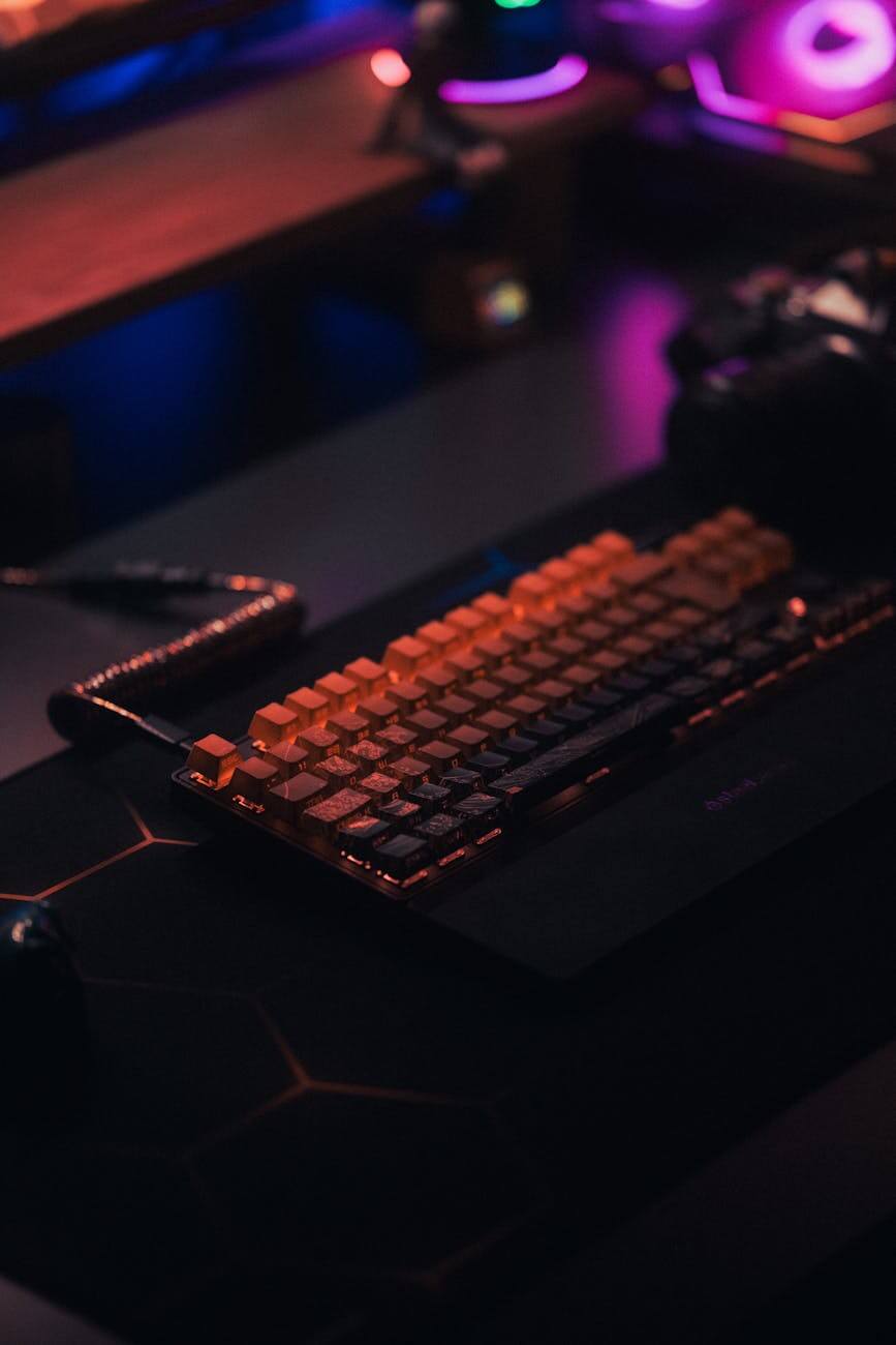 rgb backlit mechanical keyboard in gaming setup