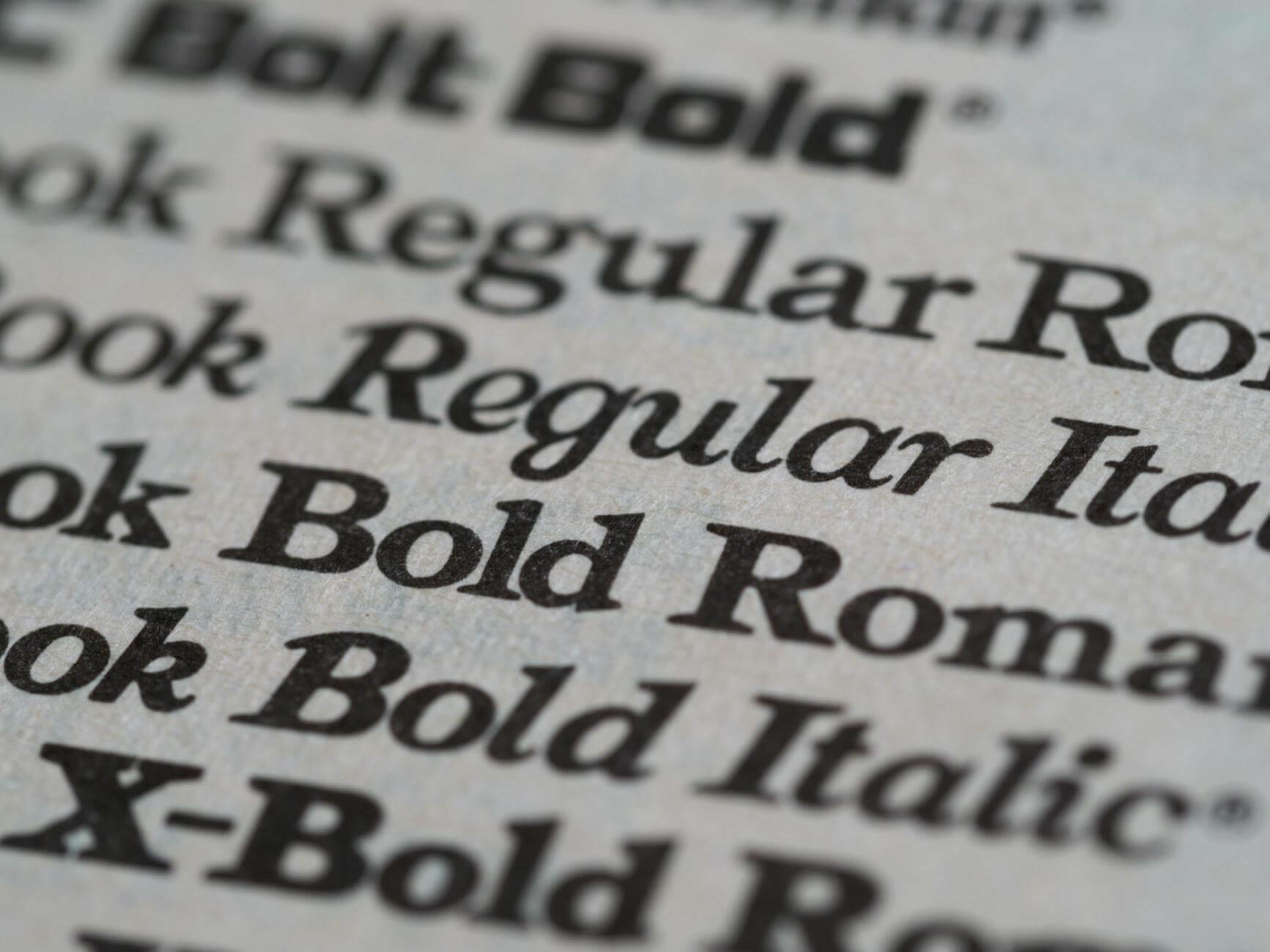 different fonts on paper