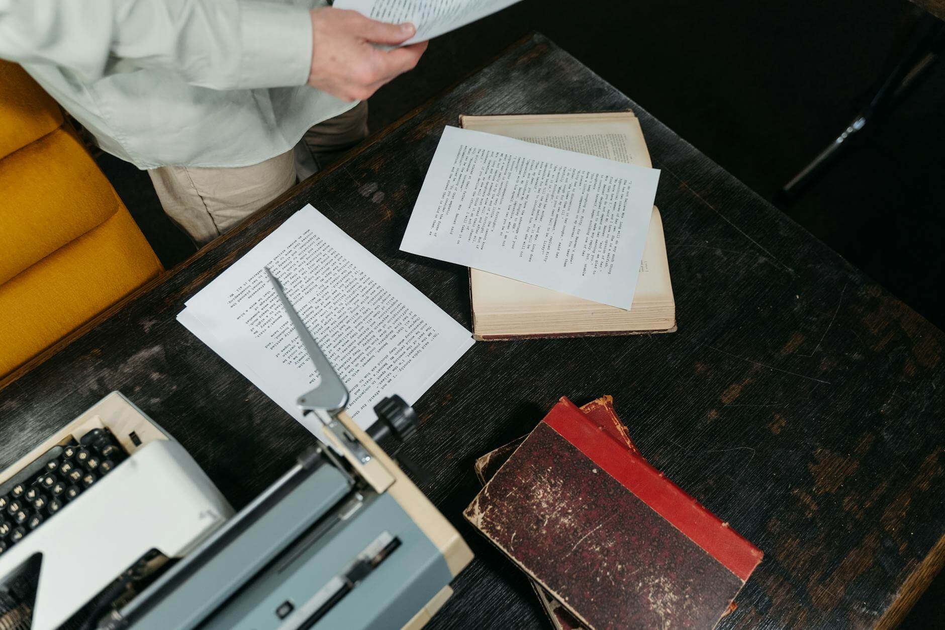 books on wooden desk