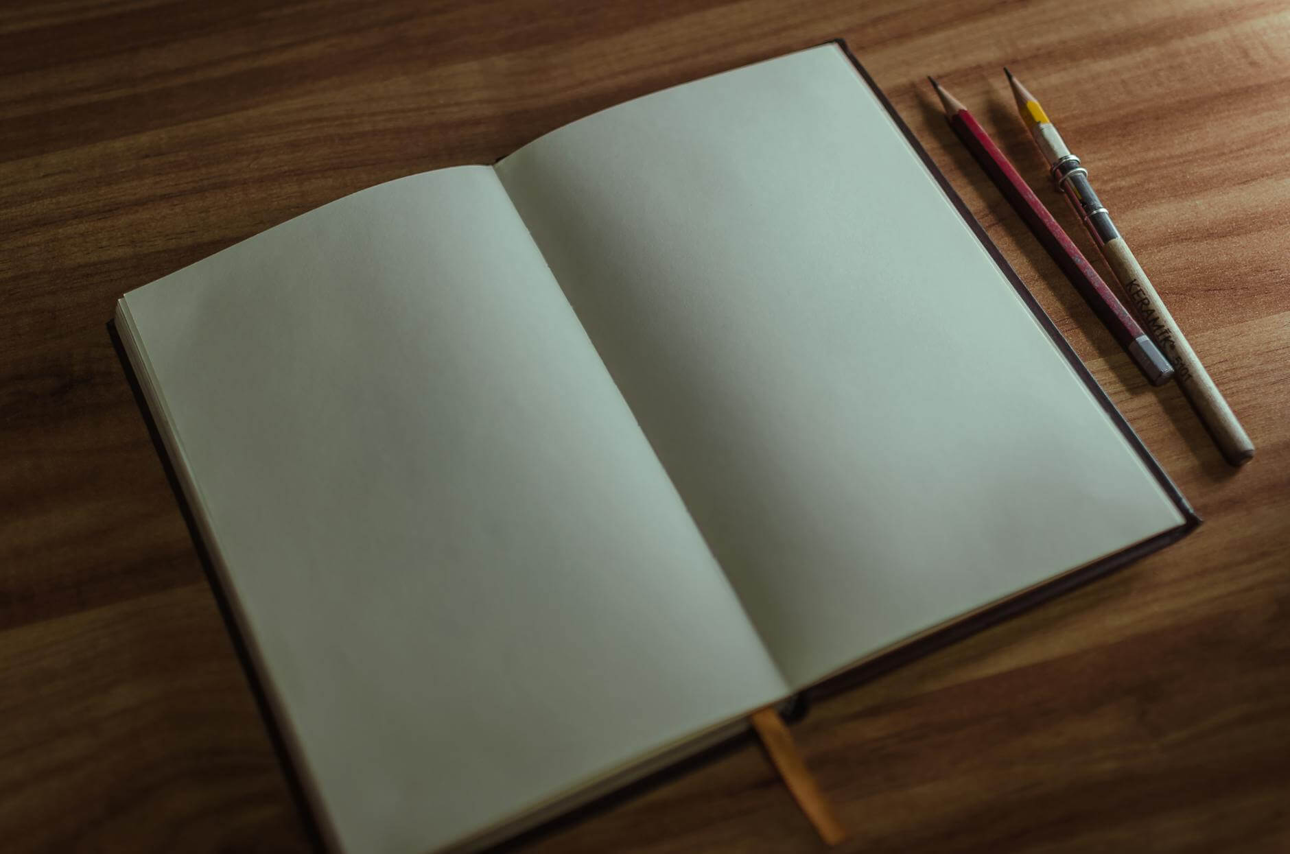 blank notebook on a table