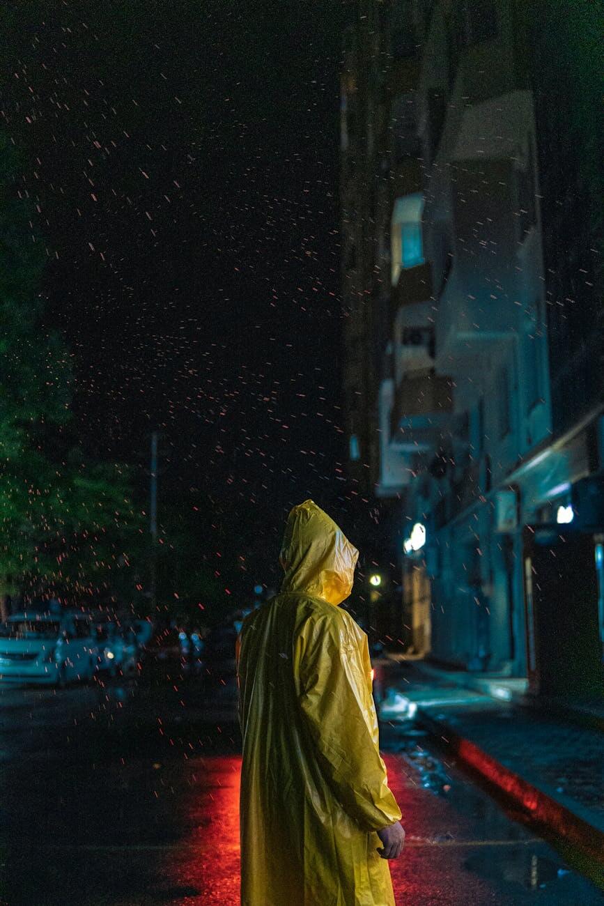 person in raincoat