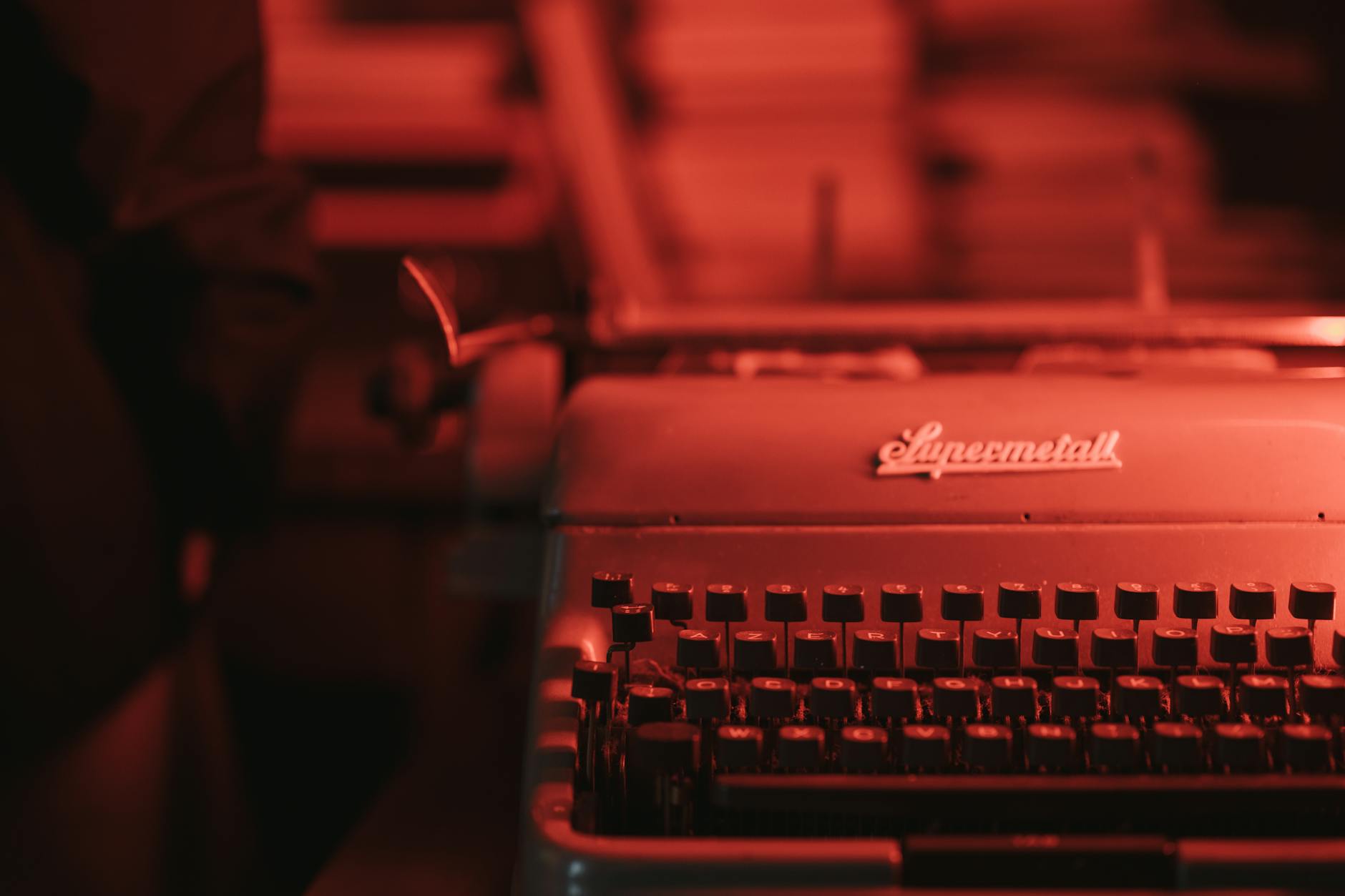 mechanical typewriter with blurred background